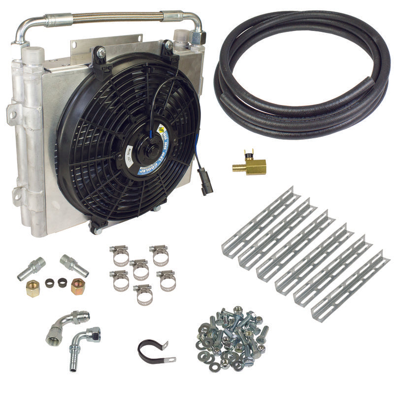 BD Xtrude Transmission Cooler with Fan - Double Stacked Complete Kit 1/2in Lines